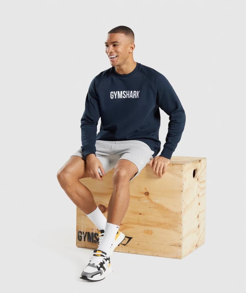 Men's Gymshark Apollo Crew Sweatshirts Navy | NZ 4UCYRD